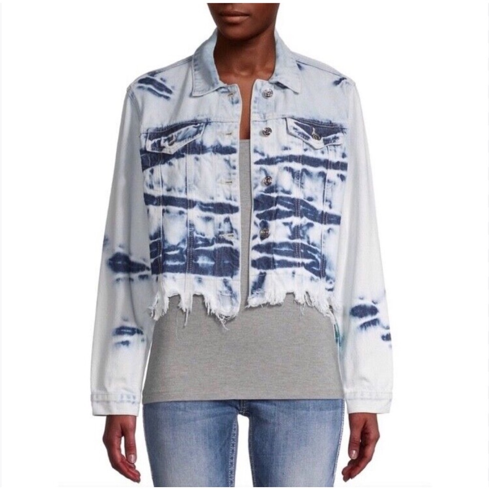 Vigoss Tie-Dye Cropped Denim Jacket - Size Small